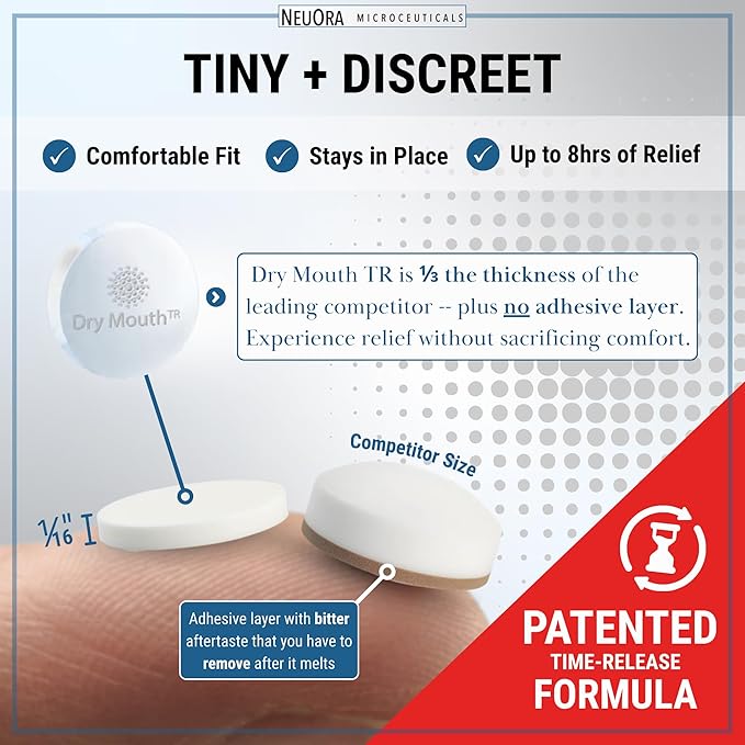 Dry Mouth TR by NeuOra Microceuticals: 8 Hour Time-Release Oral Micro Tabs, 1pk