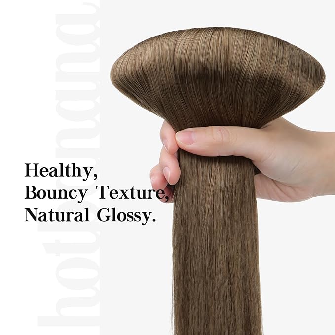 HOTBANANA Human Hair Clip in Hair Extensions, Ash Brown 120g Clip in Hair Extensions Real Human Hair Straight Remy Hair 14 Inch 7pcs