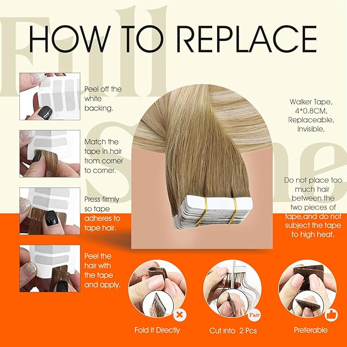 Full Shine Tape in Hair Extensions Balayage Color 6/27/60 Brown And Blonde Tape in Extensions Human Hair Invisible Tape ins Human Hair Extensions Seamless Skin Weft 20Inch 50Gram 20Pcs Remy Brazilian
