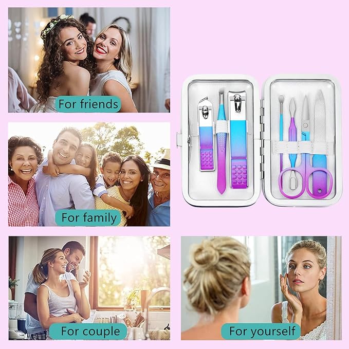 Manicure Set Nail Clipper Set Women Men Stocking Stuffers Travel Nail Clipper Kit Personal Care Tools with Case Manicure Tools Grooming Kit Christmas Gifts for Women Men Teens Family Friends
