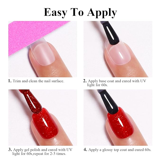 Imtiti Red Glitter Gel Nail Polish Christmas - Sparkle Gel Polish Long Lasting, Holiday Nails for Women, Gel Nail Art Party Nail Polish, Gift for Her(10ml-1931)