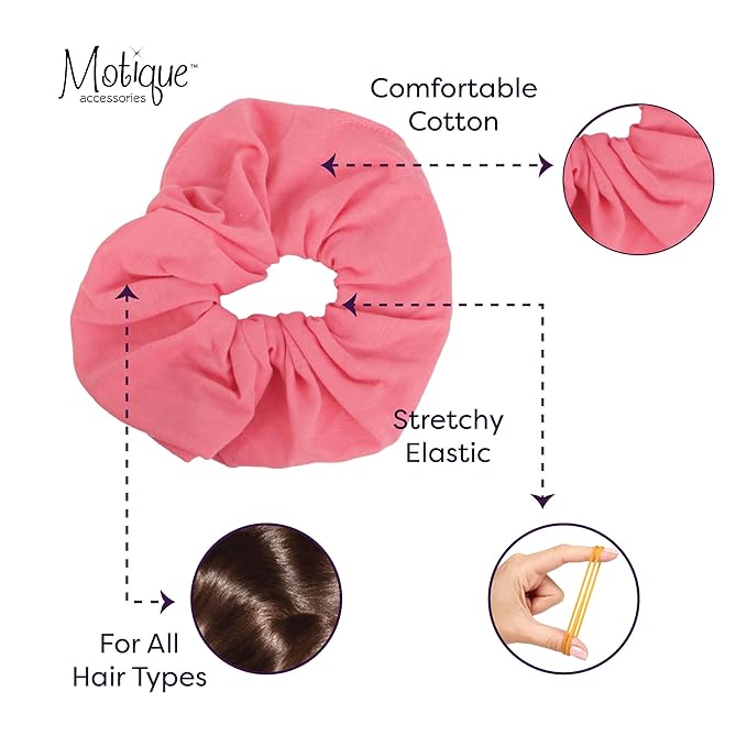 Motique Accessories Jumbo Cotton Scrunchie - Salmon, 1 Count (Pack of 1), Hair Tie