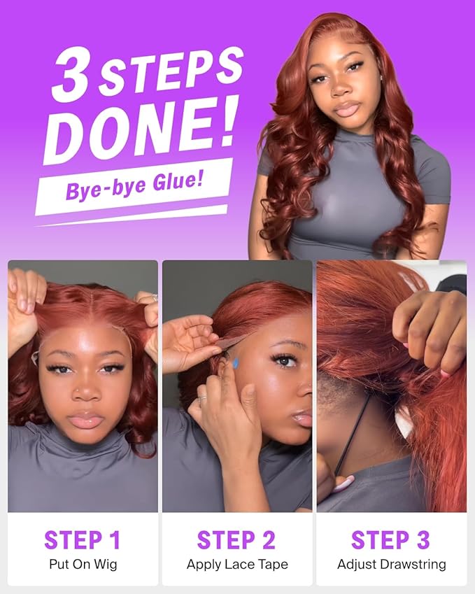 13x6 Reddish Brown Lace Front Wigs Human Hair 220% Density Glueless Ear-to-Ear HD Frontal Body Wave Wigs Human Hair Pre Plucked Pre Cut Drawstring Wig 20 Inch