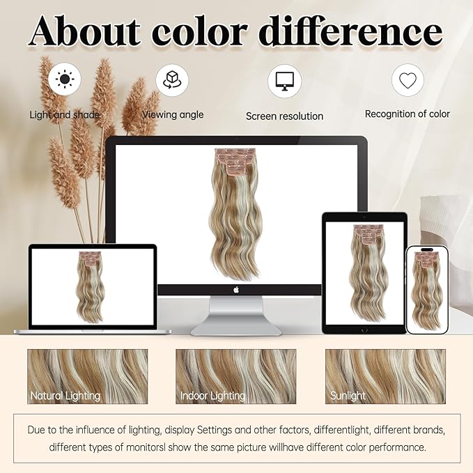 Vigorous Clip in Hair Extensions 4Pcs Blonde mix Platinum Blonde Hair Extensions Clip Ins 20Inch Natural Soft Synthetic Hairpieces for Women