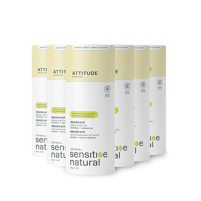 Attitude Sensitive Skin Deodorant Stick, Argan Oil, Aluminum Free, Vegan, Parabens Free, 3 Ounces (Pack Of 6)