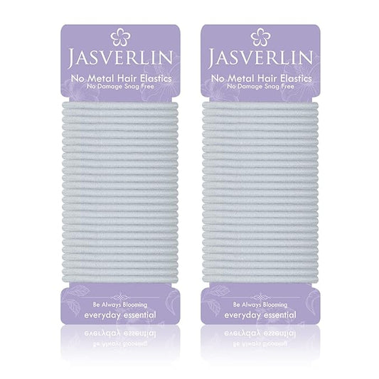 Gray Hair Ties Elastics Ponytail Holder Scrunchies For Women Girls Thick Thin Fine Texture No Crease Damage-free Super Stretch Hairbands 4mm 50 pcs (Light Gray)