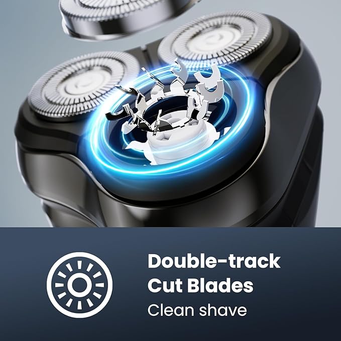 Electric Razor for Men Cordless: Wet/Dry Rotary Shaver Waterproof - USB Fast Charging & Sensitive Skin Care - Pop up Trimmer & Precision Blades Luxury Black Upgraded