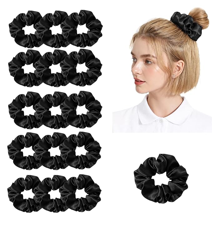 Womens Satin Scrunchies 16Pack Silk Scrunchy Silky Hair Ties Elastics Hairs Bow Hairtie Hairbands Ponytail Holder Accessory