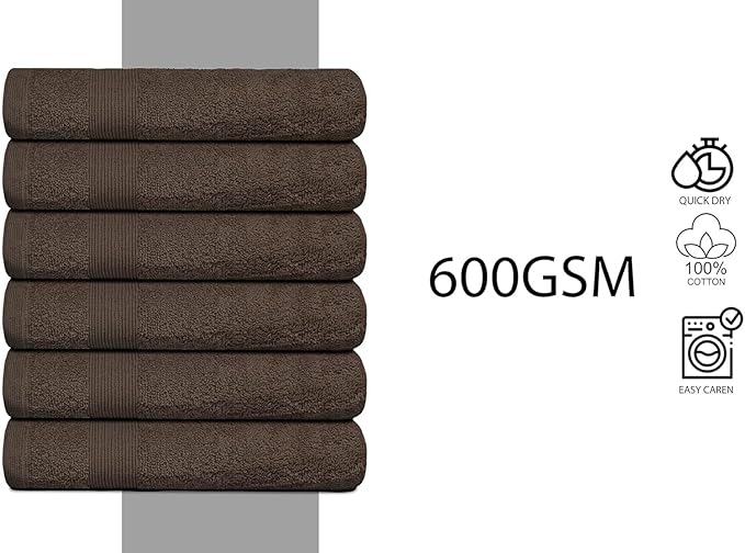 Premium Hand Towels Pack of 6 (16" x 30”) 100% Combed Ring Spun Cotton | Highly Absorbent Hand Towels Set | Ultra Soft for Home, Gym & Spa (Dark Brown)