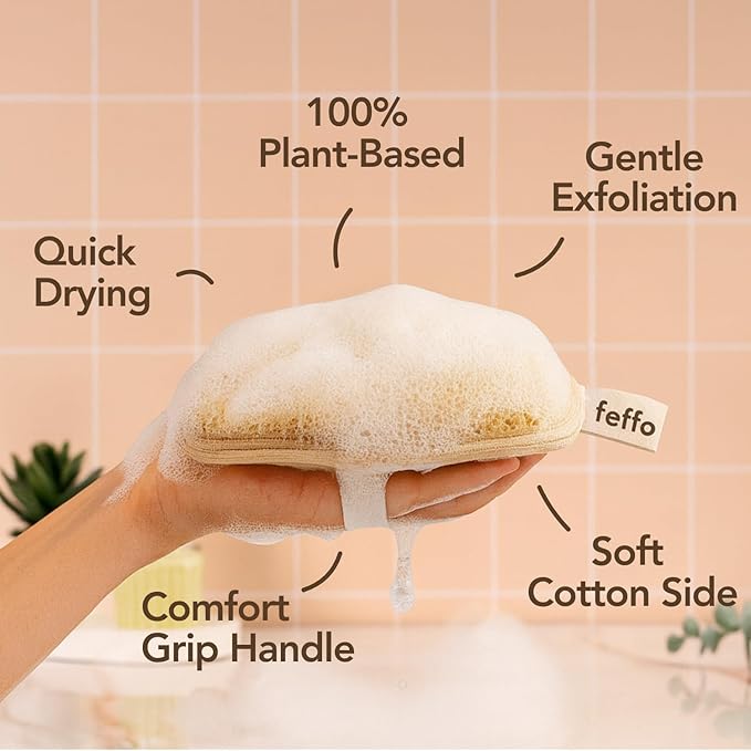 Loofah Sponge for Body Scrub, Exfoliating Body Scrubber & Shower Sponge Shower Scrubber, Loofah for Women and Men, Exfoliating Washcloth Alternative (2 Count, 1 Pack, Oval)