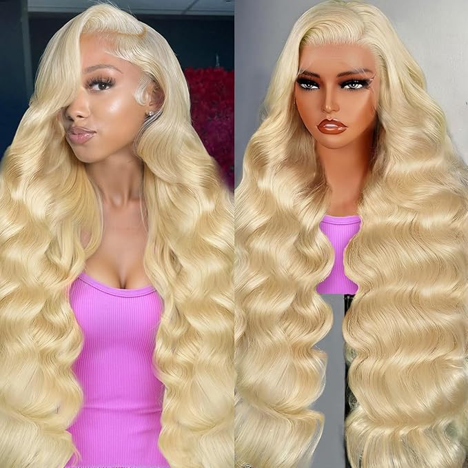 613 13X6 Lace Front Wig Human Hair Body Wave 200 Density HD Lace Front Wigs Human Hair Blonde Wig Human Hair Glueless Wigs Human Hair Pre Plucked Pre Cut 613 HD Lace Frontal Wig 13x6 for Women 28 Inch