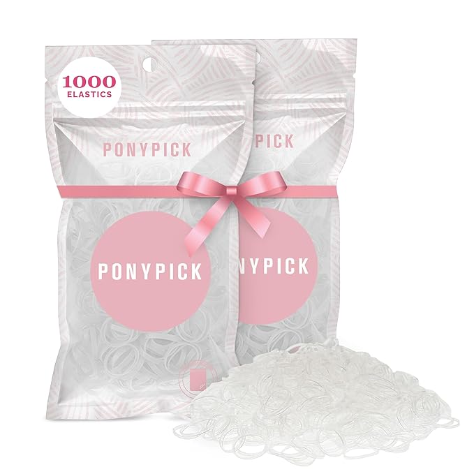 Clear Hair Elastics 1000 Pack | Strong Mini Hair Ties for Braids, Ponytails & Buns | No-Snag, Durable, Stretchy Elastic Bands for All Hair Types