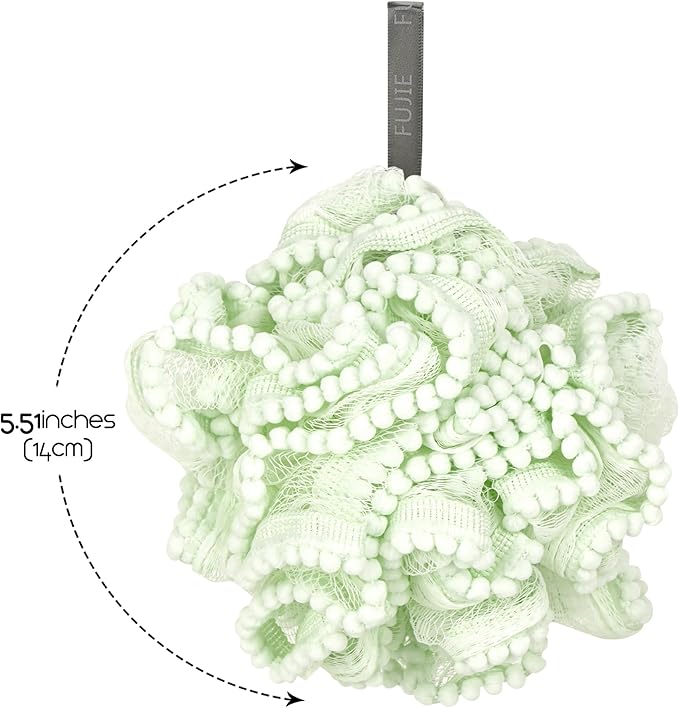 Loofah, Shower Bath Spong, Soft Shower Loofahs Balls, Globose lace Shower Ball, for Body Wash Scrubber Cleaning Loofah Bathroom Accessories (2Pcs) (Green)