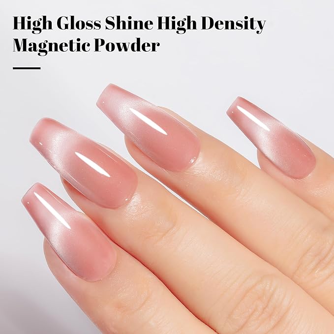 YTD Likomey Cat Eye Gel Nail Polish,Silk Glass 15ml Nude Pink Magnetic Shimmer Glitter Moonlight Jelly Shiny Salon Home Fall Winter UV Color Varnish with Magnet Stick,HEMA Free TPO Free,MY503
