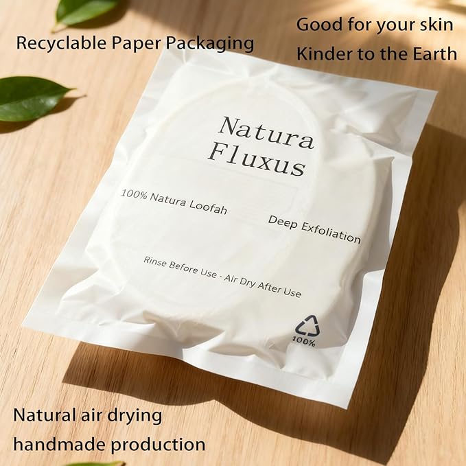 2 Pack Natural Loofah Sponge - Exfoliating Body Scrubber for Shower & Bath, Biodegradable & Gentle for Face Body Women Men