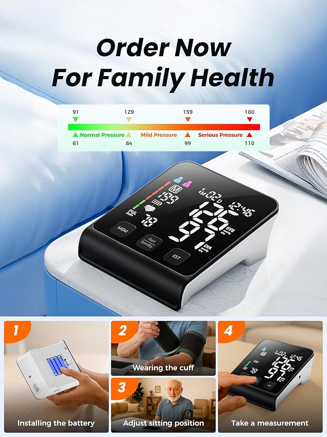 Upper Arm Electronic Blood Pressure Monitor (U80 Series) -Automatic Upper Arm Blood Pressure Monitor,Wide-Range Cuff, Large LED Backlit Display,Accurate Automatic Digital BP Monitor