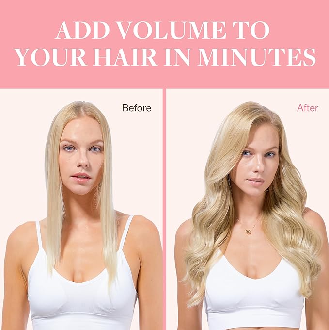 GOO GOO Clip in Hair Extensions Real Human Hair, Remy Human Hair Extensions Clip ins for Women, Natural Human Hair, 16inch 120g 7Pcs, 16/22 Light Blonde Highlighted Golden Blonde