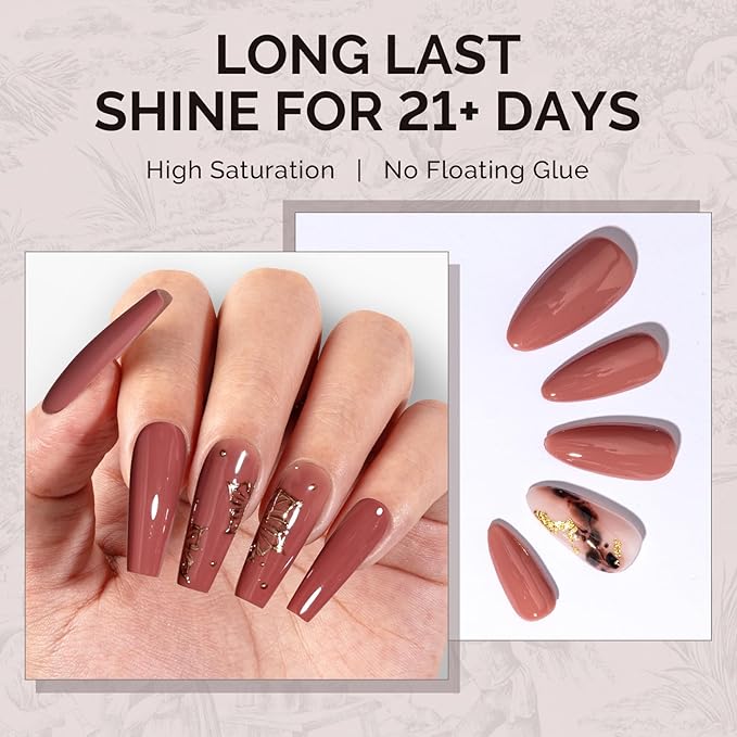 MelodySusie 0.5fl oz Red Brown Gel Nail Polish, Nails Soak Off UV LED Cinnamon Red Gel Polish Gift for Women Nail Art Manicure Salon DIY Nail Design Decoration at Home-A2617