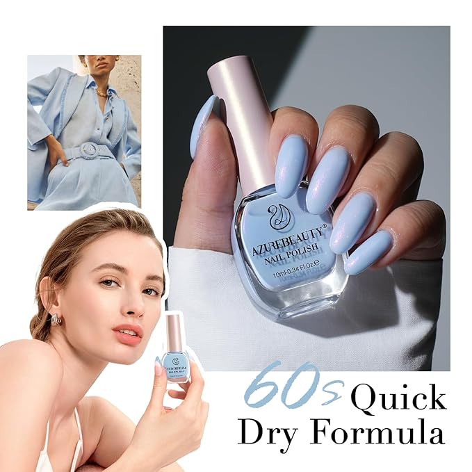 AZUREBEAUTY Nail Polish,Celestial Blue Quick Dry Complete Natural Super Lustrous ,Professional for DIY Manicure and Pedicure at Home