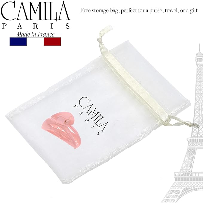 Camila Paris CP3435 French Hair Clip for Women, Small Dolphin Pink, Girls Hair Claw Clips Jaw Fashion Durable and Styling Hair Accessories for Women, Strong Hold No Slip Grip Made in France