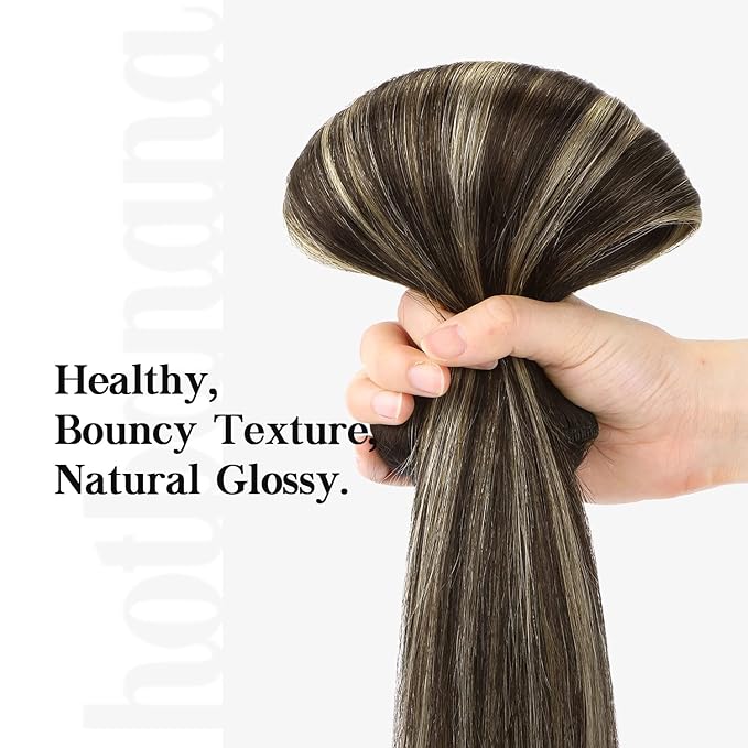 HOTBANANA Human Hair Clip in Hair Extensions, Balayage Natural Black to Light Blonde 75g Clip in Hair Extensions Real Human Hair Straight Remy Hair Clip Ins Dark Roots Ombre 12 Inch 7pcs