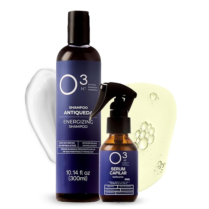 Energizing Shampoo + Hair Serum Kit - High-Performance Natural Hair Treatment - Ozone Therapy - Strengthening & Toning for Healthy Hair - Shampoo 10.14 Fl Oz Serum 2.03 Fl Oz