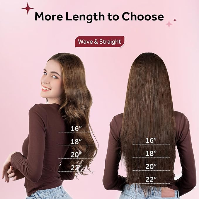 Clip in Hair Extensions Real Human Hair Chocolate Brown Seamless Clip In 100% Straight Remy Hair Extensions PU Skin Weft Add Volume for Women #4A 18Inch 120G 8PCS