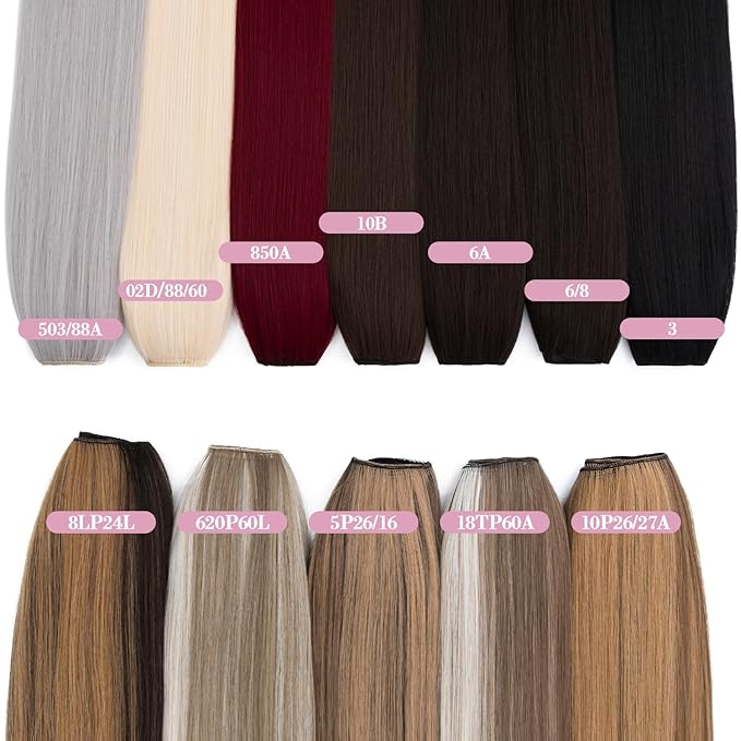 S-noilite One Piece Clip in Hair Extensions 18 Inch U-Shaped One Piece Hair Extensions Weft with 5 Clips Synthetic 3/4 Full Head Long Straight Medium Brown Thick Hairpieces for Women,#10B