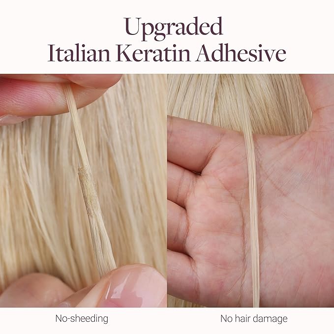 GOO GOO Mini Flat Tip Hair Extensions K Tip, Invisible Hot Fusion Human Hair Extensions, 22inch 50g 63S, 16/22 Light Blonde Highlighted Golden Blonde
