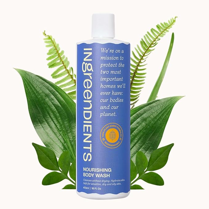 Ingreendients Moisturizing Body Wash For Sensitive, Dry & All Skin Types - pH Balanced, Natural, Organic, Non-Toxic, Vegan, Sulfate-Free, Paraben-Free, Gluten-Free (16 FL. OZ)