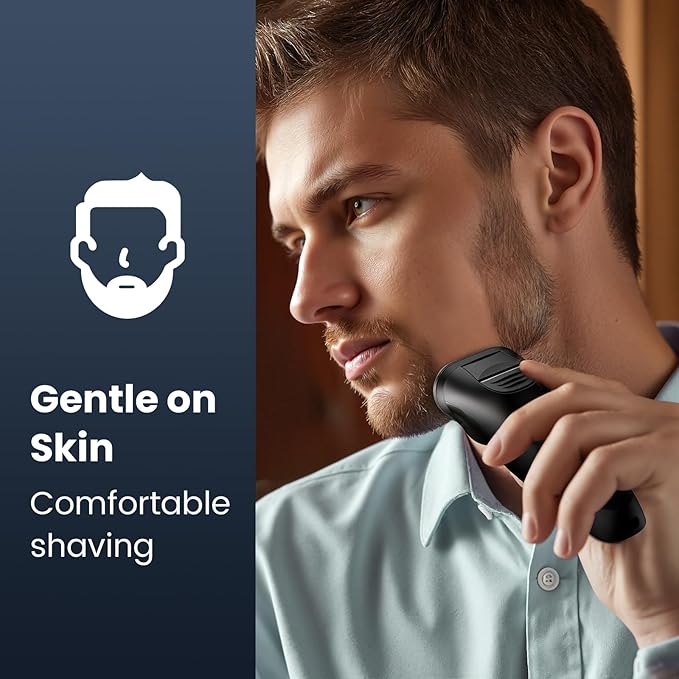 Electric Razor for Men Cordless: Wet/Dry Rotary Shaver Waterproof - USB Fast Charging & Sensitive Skin Care - Pop up Trimmer & Precision Blades Luxury Black Upgraded