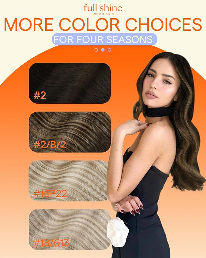 Full Shine Balayage Human Hair Clip in Extensions Ombre Invisi Edge Clip in Hair Extensions Light Brown Mix Blonde Hair Extension Clip ins 20 Inch 120 G 6 PCS