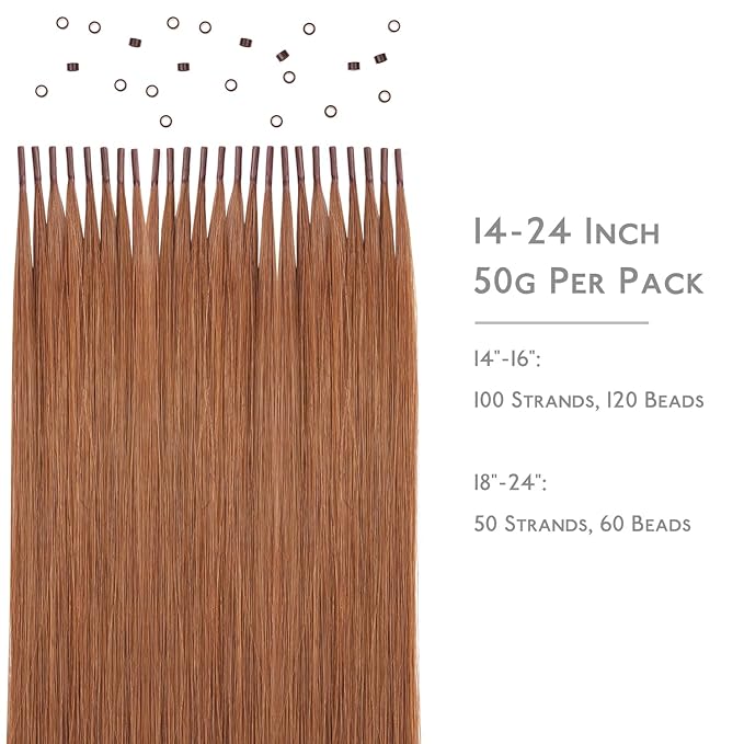 WENNALIFE I Tip Hair Extensions Human Hair, 50g 50s 22 Inch Cinnamon Terra Copper Remy Itip Human Hair Extensions Invisible Itips Straight I Tips Fusion Extensions Real Human Hair