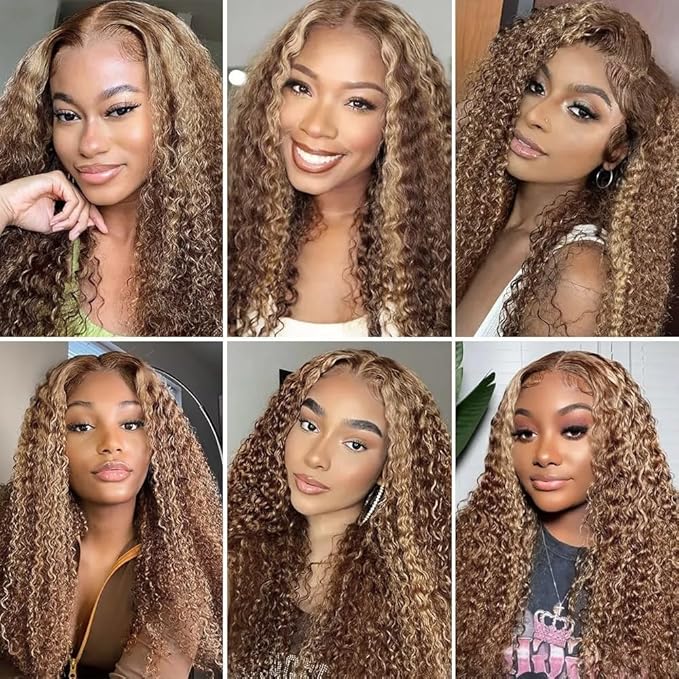 p4/27 Human Hair Bundles Brown Water Wave Bundle 16 18 20 inch Highlight Human Hair Bundles p427 Water Wave Bundle #4 Color