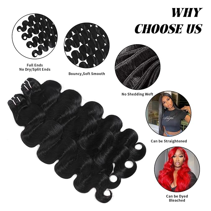 15A Raw Indian Human Hair Bundles Body Wave Bundles Human Hair,Triple Lifespan Virgin Remy Hair,No Tangle Shedding,Keep Texture Silky Soft After Multiple Washes (4 Bundles Natural Black, 22 24 26 28)