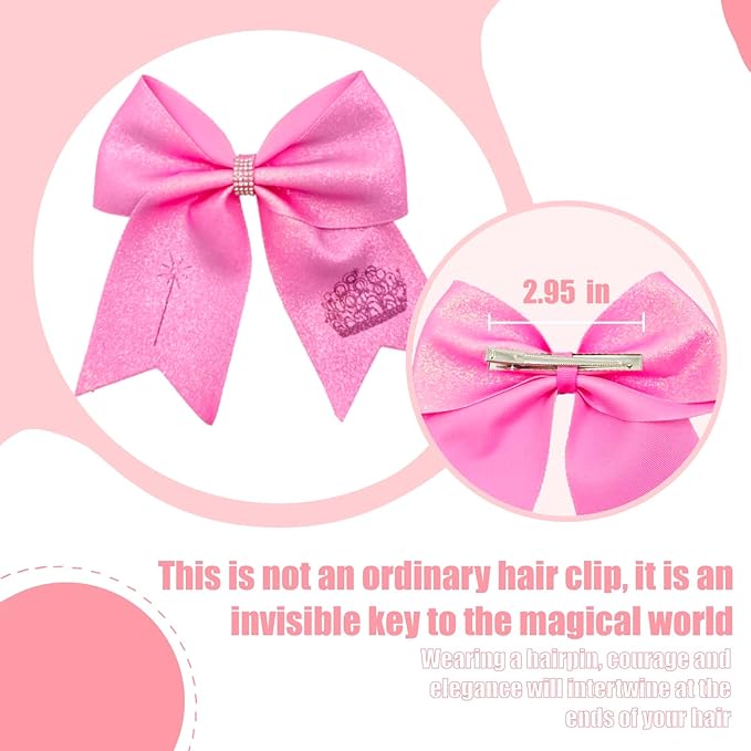 2Pcs Green & Pink Hair Bows – Witch Hair Accessories, Witch Merch Gifts for Women, Inspired Clips for Musical Fans & Costume Parties (Pink)
