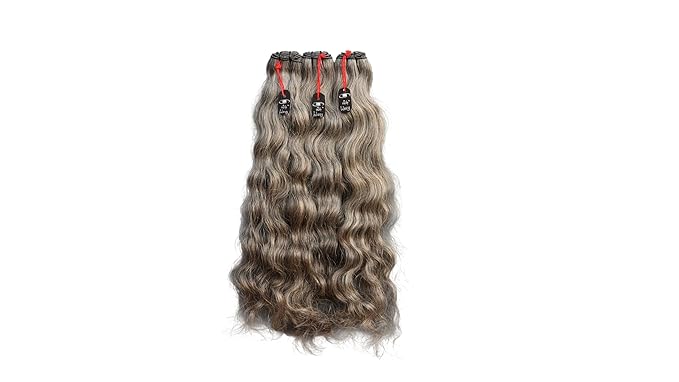 24” Wavy Salt & Pepper/Natural Gray 3 bundles. Its 100% Natural Indian Virgin Raw Hair Extensions .Natural color unprocessed and not treated with any kind of chemicals