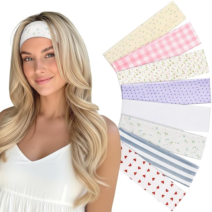 Gift for Women 8pcs Fashion Headband: Headbands for Women Girls Stocking Stuffers Birthday Gift Soft Fabric Hairbands Hair Styling Accessories Valentines Day Gifts for Her Woman Teen Girls Wife Sister