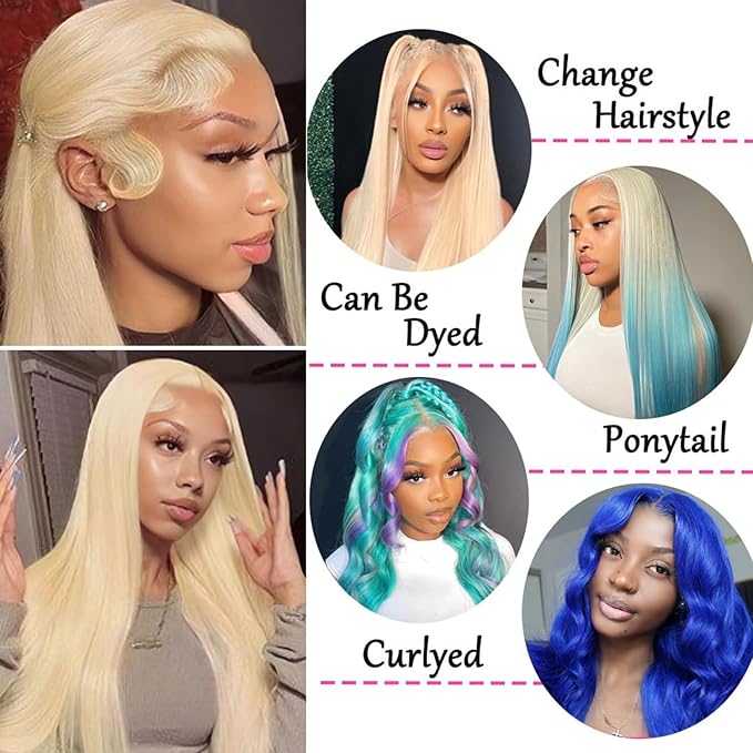 613 Lace Front Wig Human Hair 250 Density 13x6 Blonde Wig Human Hair 613 Straight Lace Front Wigs 12A Brazilian Virgin Human Hair Wigs for Women 28 Inch