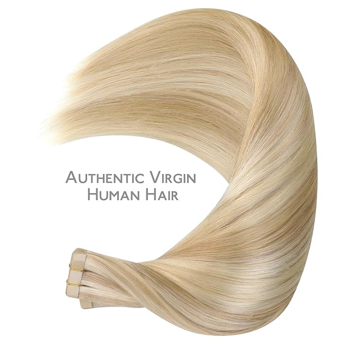 WENNALIFE Tape in Hair Extensions Human Hair, 40pcs 120g 26 inch Dirty Blonde Highlighted Bleach Blonde Hair Extensions Real Human Hair Straight Tape in Extensions Invisible Human Hair Extensions