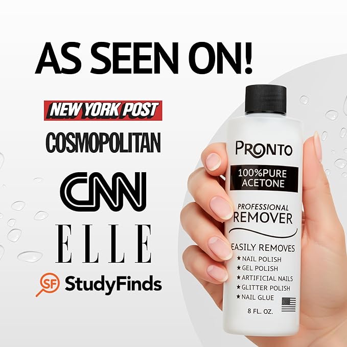 Pronto 100% Acetone Nail Polish Remover - Gel Polish Remover for Nails | Acetone Nail Polish Remover & Remover For Nails, Glue, Gel, Acrylic & Dip | 100 Percent Pure Acetone, 16 Fl oz (Pack of 1)