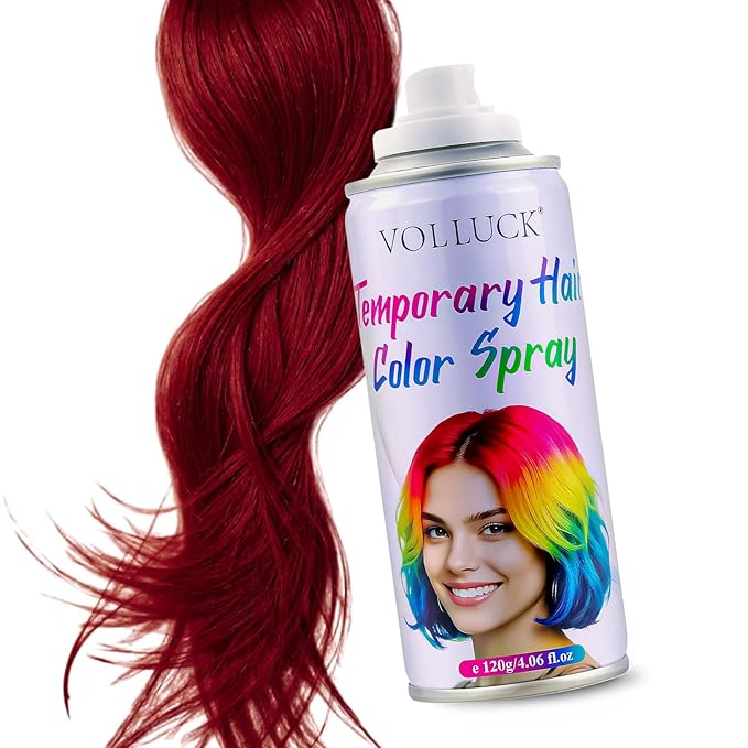 VOLLUCK Temporary Hair Color Spray, Instant Washable Hair Dye for All Hair Types, Vibrant Color for Party, Halloween, Cosplay, and Daily Use (Red)