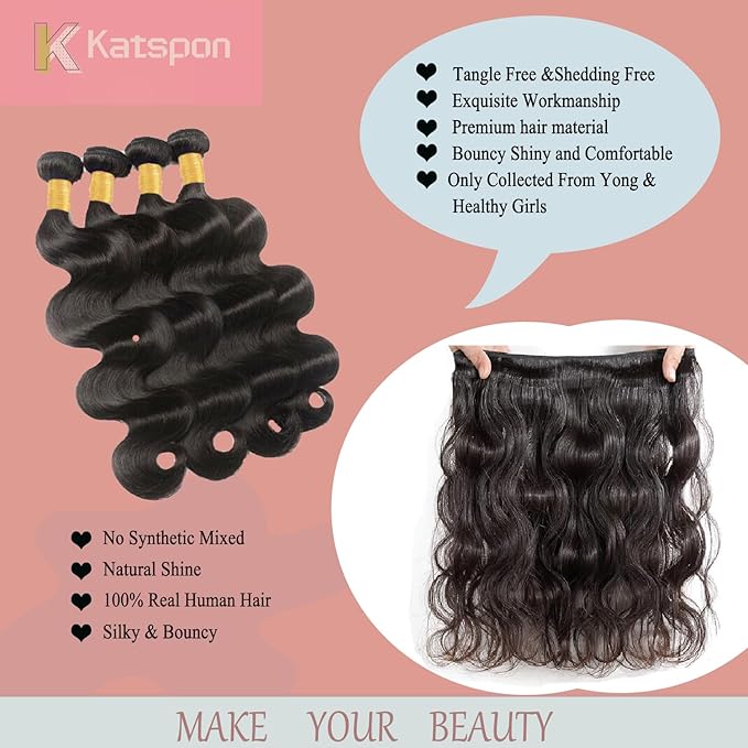 12A Human Hair Bundles 18 20 22 24 Inch Body Wave Bundles 100% Unprocessed Brazilian Virgin Hair 4 Bundles Human Hair Extensions Quick Weave Human Hair Natural Black