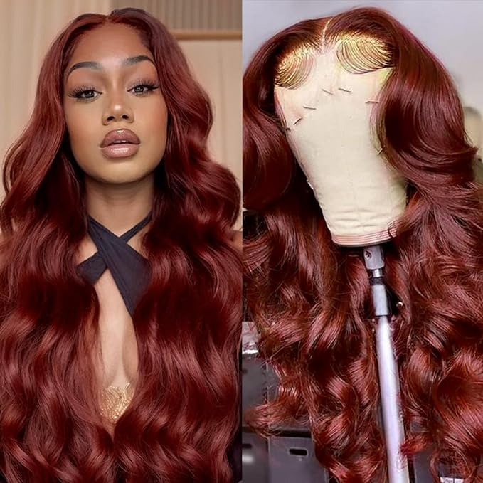 26Inch Reddish Brown Lace Front Wigs Human Hair Pre Plucked 13x6 Body Wave Lace Front Wigs 180% Density Colored Wigs Human Hair HD Full Lace Frontal Wigs for Women