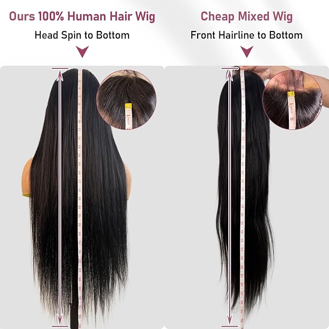 13x6 HD Lace Front Wigs, 100% Human Hair, [2-Year Life], 200% Density Straight Frontal Wigs Human Hair Pre Plucked for Black Women, [0.1mm Ultra-Thin Skinlike HD Lace], Free Part 28 Inch