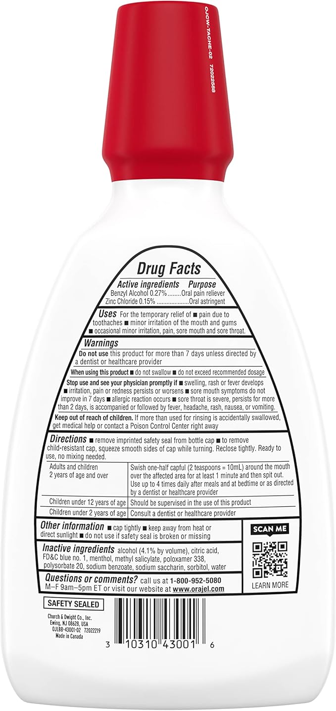 Orajel 4X for Toothache & Gum Pain: Severe Cream Tube 0.33oz- from Oral Pain Relief Brand & Toothache Rinse, Analgesic Astringent, Soothing Mint, 16 fl oz