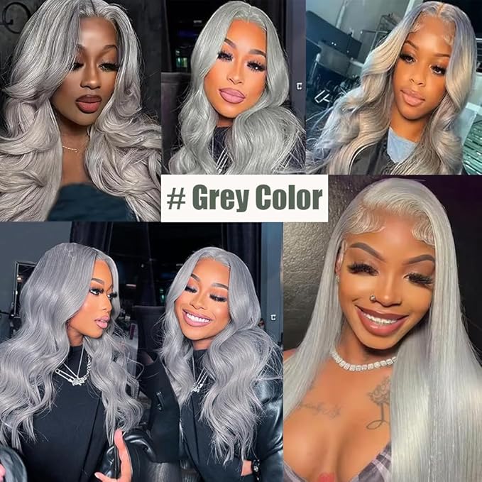 26 Inch Grey Clip in Hair Extensions - Real Remy Human Hair, 120g 7pcs, Silver Grey Human Hair Extensions Clip ins for Women