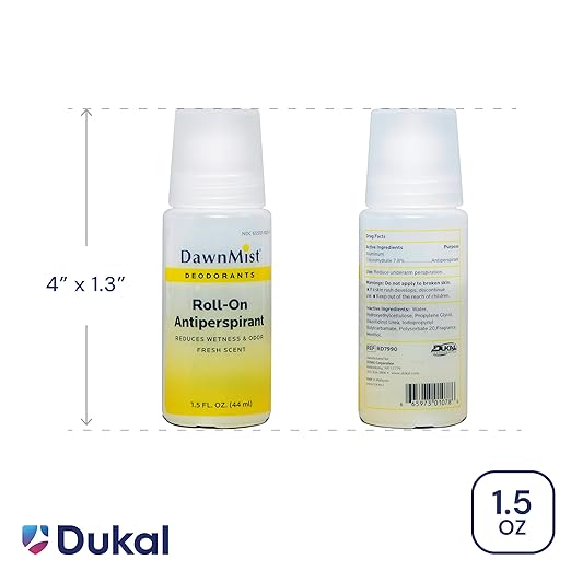 DawnMist Antiperspirant Deodorant Roll-On, 1.5 oz Clear Bottle – Fresh Scent, Long-Lasting Protection (Pack of 96)