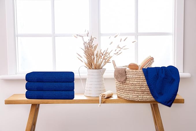 Premium Hand Towels Pack of 6 (16" x 30”) 100% Combed Ring Spun Cotton | Highly Absorbent Hand Towels Set | Ultra Soft for Home, Gym & Spa (Royal Blue)
