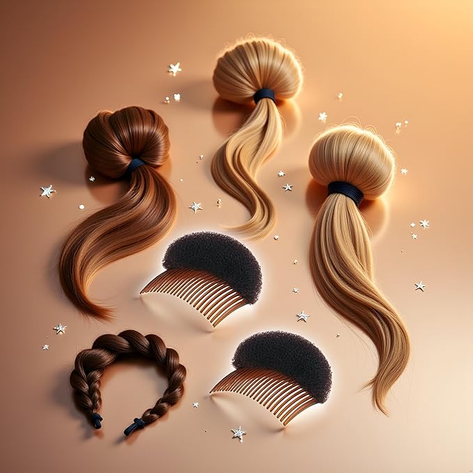 2 Pcs Women's Hair Styling Accessories - Soft Foam Hair Inserts, Bump Up Pads, Clip Bun Maker and Braid Tool Clips and Barrettes Hair Accessories